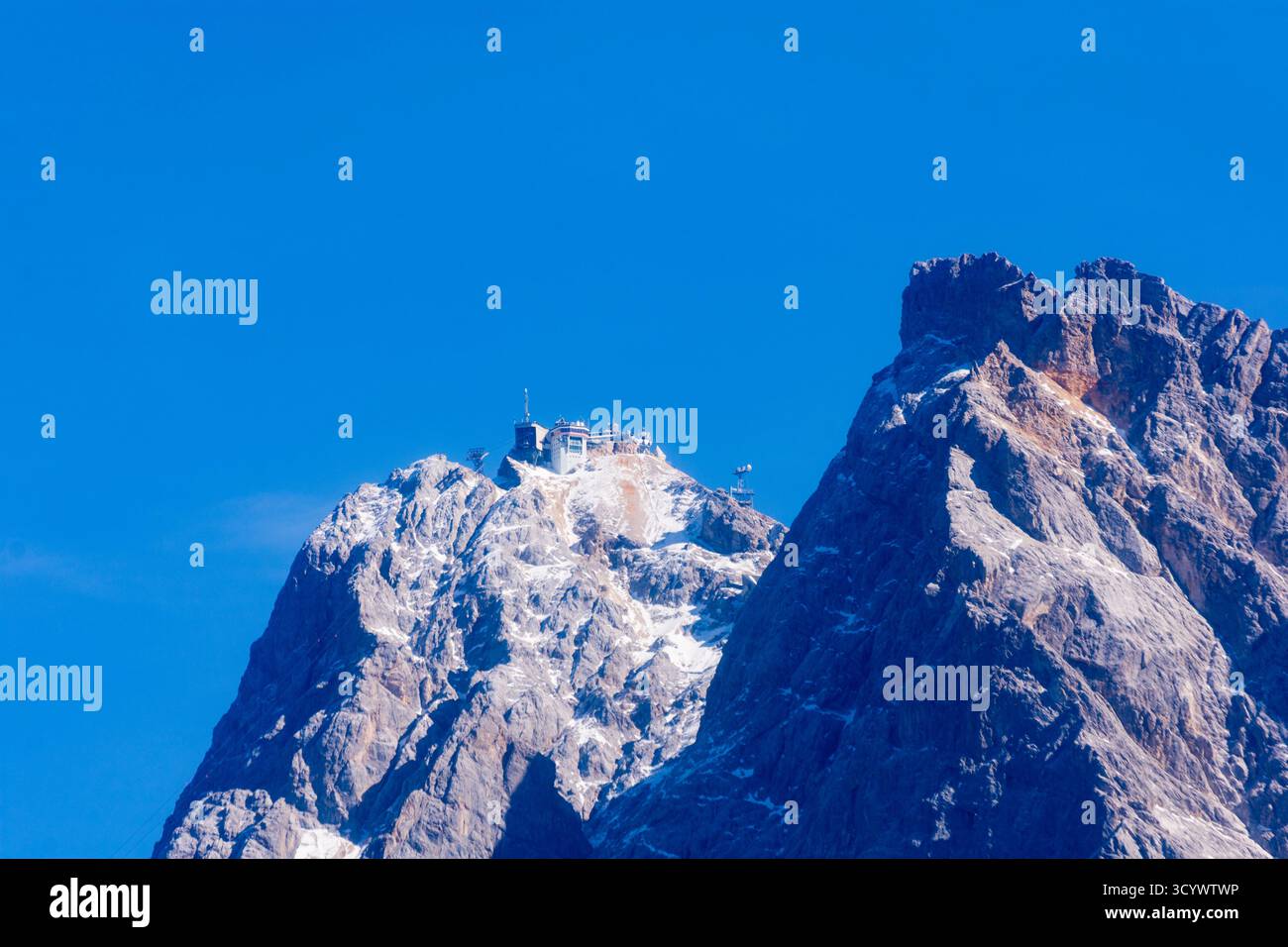 Montagne Wetterstein (Wettersteingebirge): Montagna Zugspitze in Tiroler Zugspitz Arena, Tirolo, Austria Foto Stock