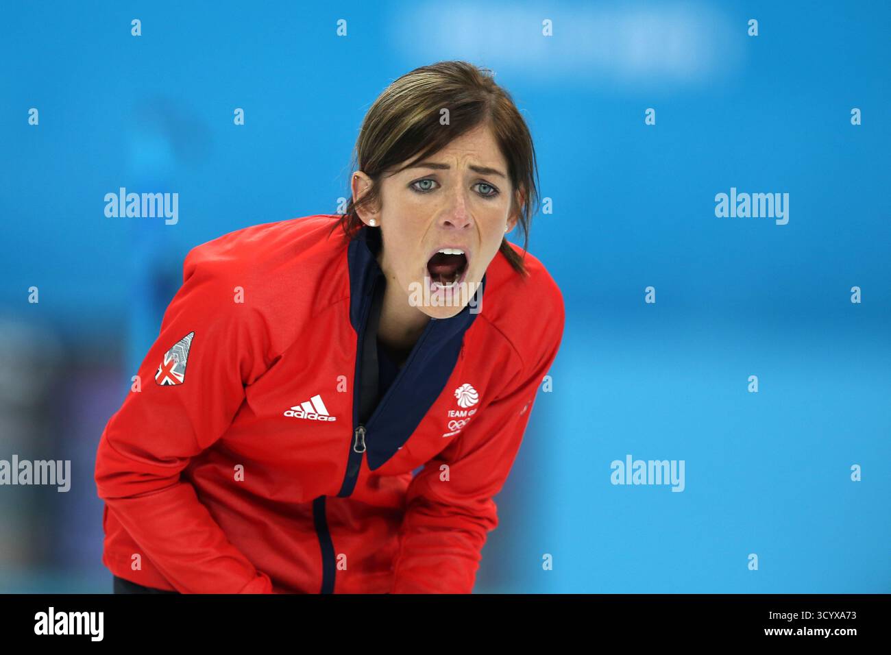 Eve Muirhead ( GBR ) curling donne medaglia di bronzo Gran Bretagna - Svizzera Ice Cube Curling Center XXII Giochi Olimpici invernali Sochi 2014 © diebilderwelt / Alamy Stock Foto Stock