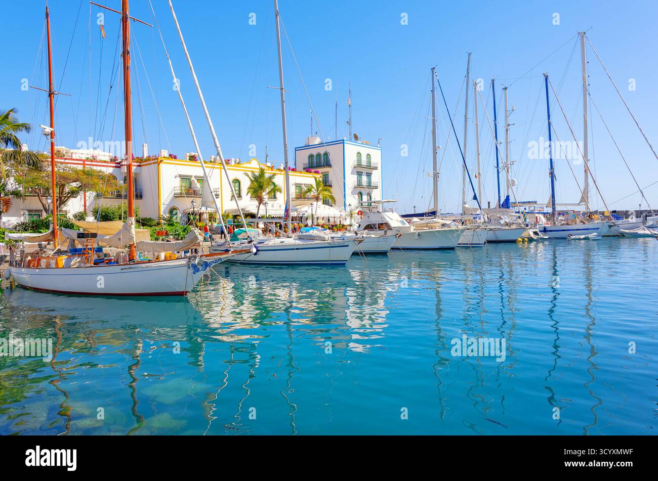 Porto turistico di Puerto de Mogan, Puerto de Mogan, Gran Canaria, Isole Canarie, Spagna Foto Stock