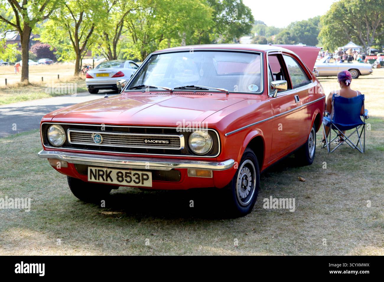 Una volta comune sulle strade britanniche degli anni '70, questa coupé Morris Marina da 1,2L MkII del 1976 è un raro superstite e l'ultimo modello a portare il marchio Morris. Foto Stock