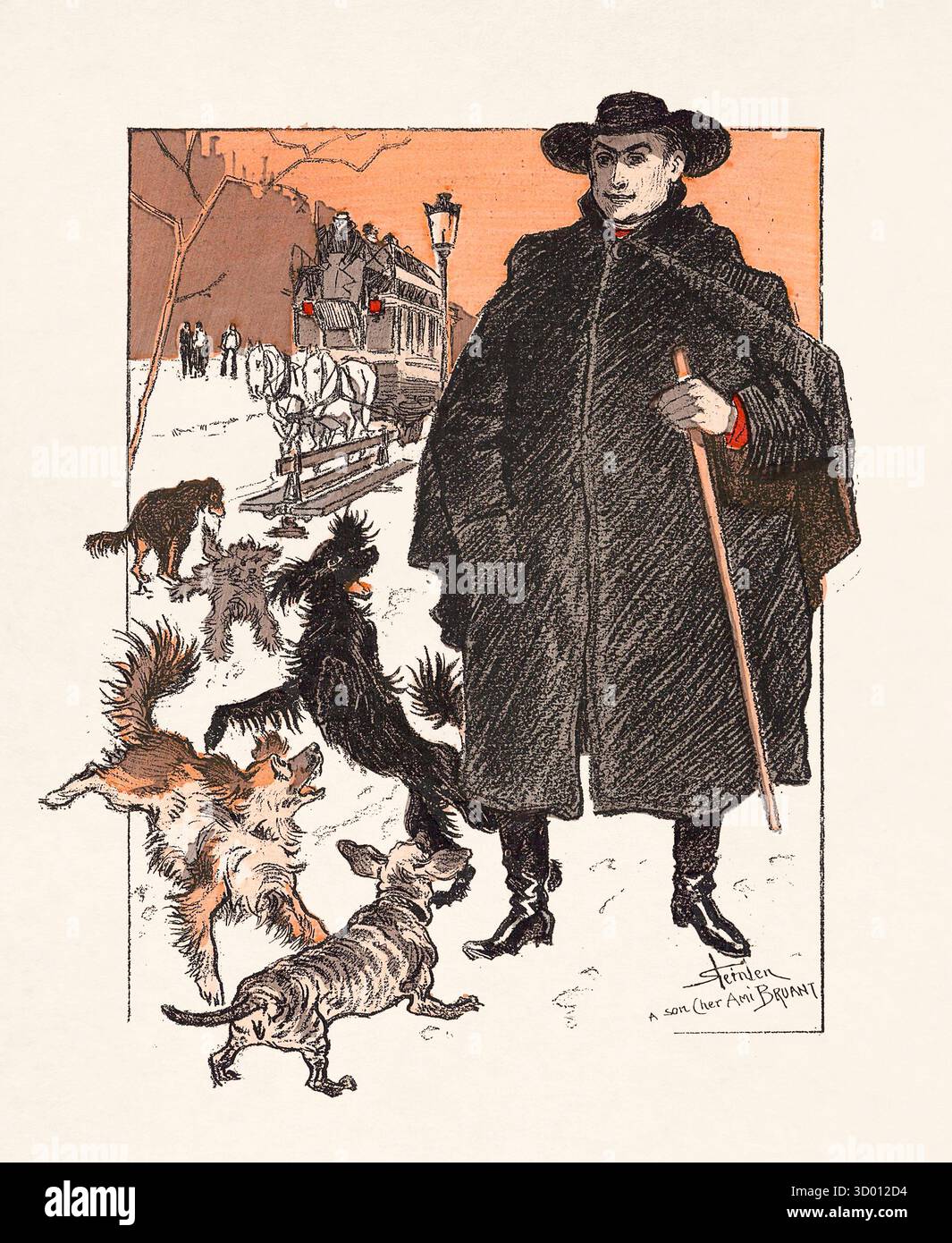 Ritratto della cantante di cabaret francese, comico e proprietario di un nightclub Aristide Bruant di Théophile Alexandre Steinlen. Foto Stock