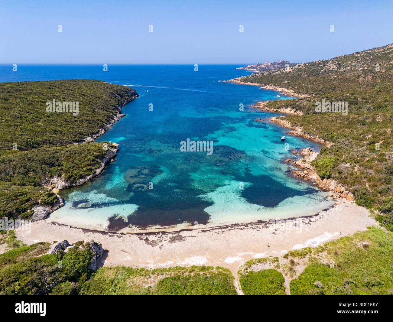 Francia, Corse du Sud, Bonifacio, spiaggia Paragan (vista aerea) Foto Stock