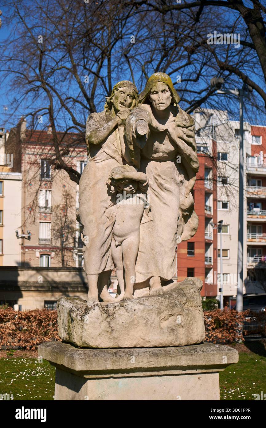 Francia, Senna Saint Denis, la Courneuve, City Hall Park, Sculpture la Tourmente di Berthe Girardet Foto Stock
