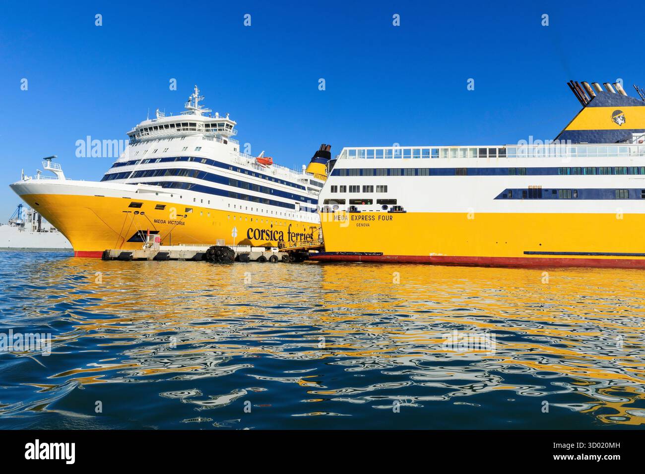 Francia, Var, porto di Tolone, Tolone, porto commerciale, traghetti Corsica Ferries Foto Stock