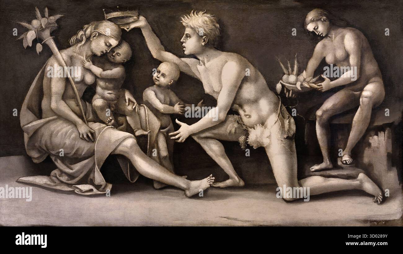 Allegoria della fecondità e abbondanza 1500 Luca Signorelli ( 1445 - 1523) era un italiano di pittore rinascimentale in Italia Foto Stock