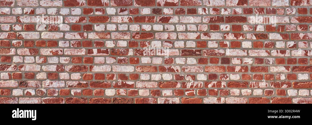 Parete in mattoni rossi bianchi e giunti in Malta grigia Foto Stock