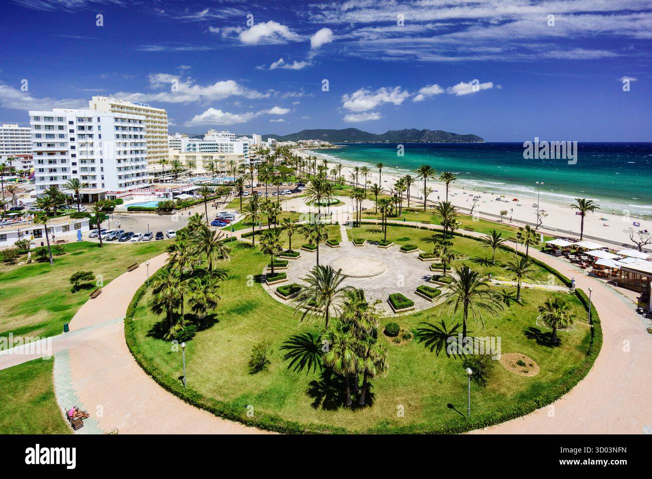 Hotel sulla costa di Cala Millor, Son Servera, Maiorca, Isole Baleari, Spagna Foto Stock