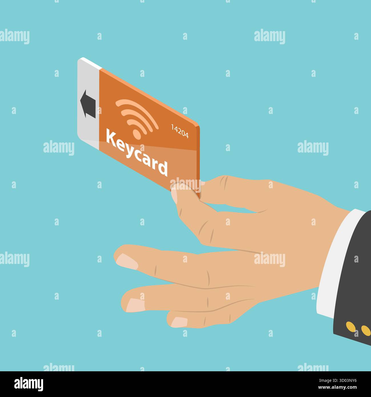 Illustrazione piatta isometrica 3D di Keycard, controllo accesso, scheda RFID illustrazione piatta isometrica 3D di Keycard, controllo accesso, scheda RFID Foto Stock