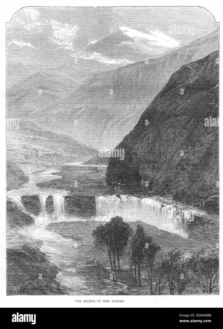 Fonte della Giordania, illustrazione del 1869. Seguendo la mappatura di John MacGregor, alias Rob Roy. Foto Stock Fonte della Giordania, illustrazione del 1869. Seguendo la mappatura di John MacGregor, alias Rob Roy. Foto Stock