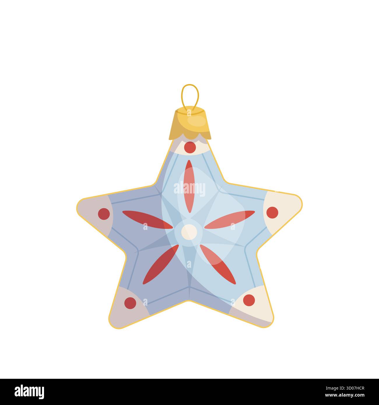 Ornamento natalizio con stella blu retrò Illustrazione Vettoriale