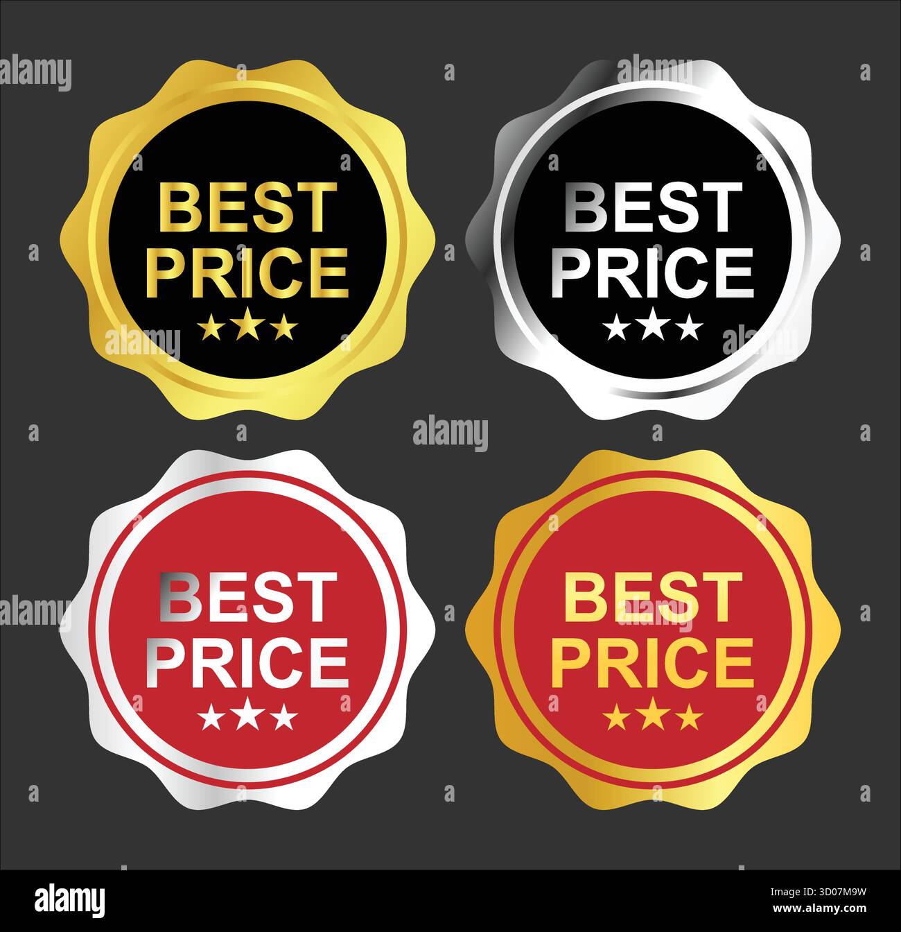 Distintivi dei migliori prezzi per sconti, promozioni e offerte di vendita Illustrazione Vettoriale