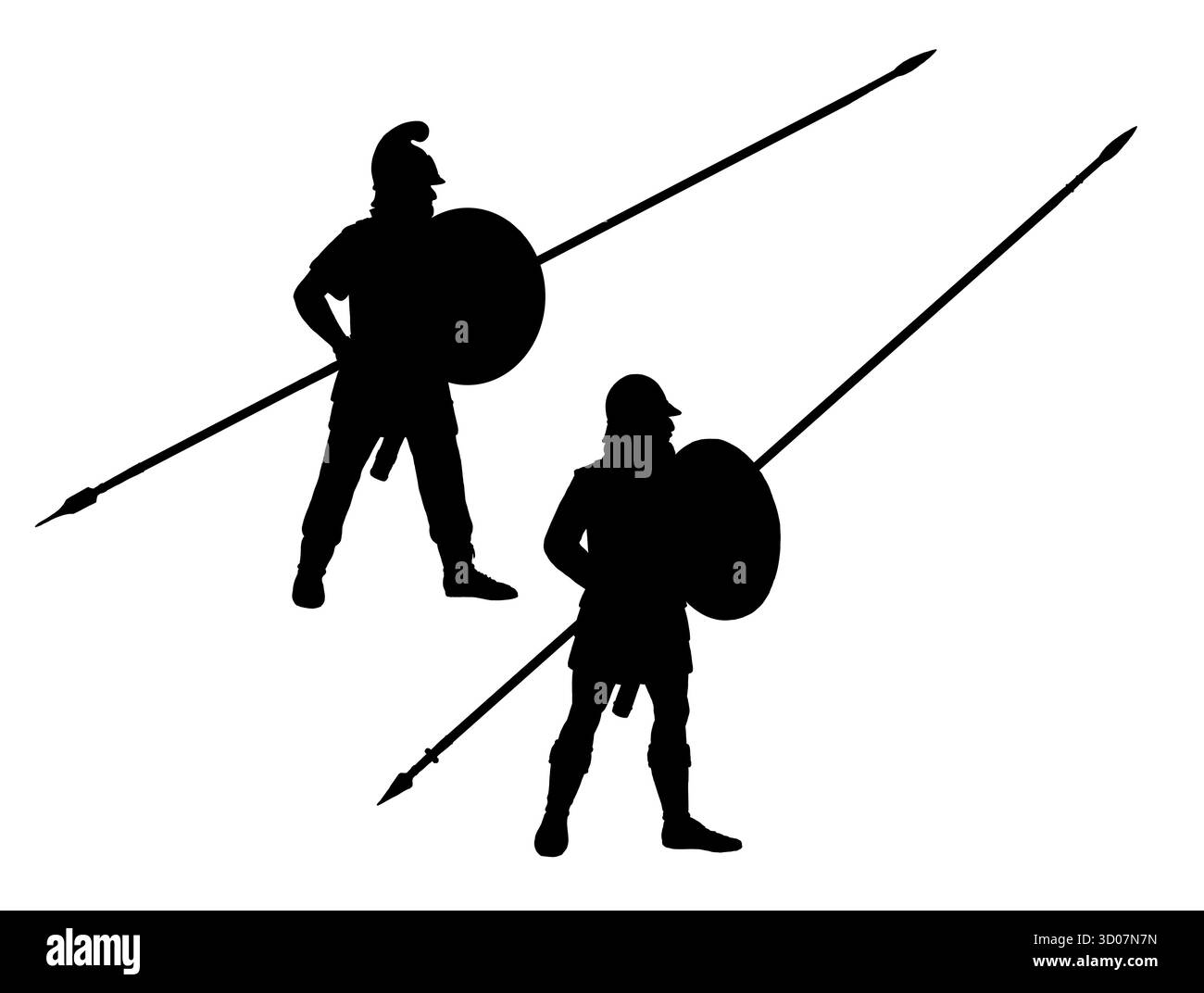 Falangite pontica in battaglia. Antichi guerrieri. Disegno storico della silhouette. Foto Stock