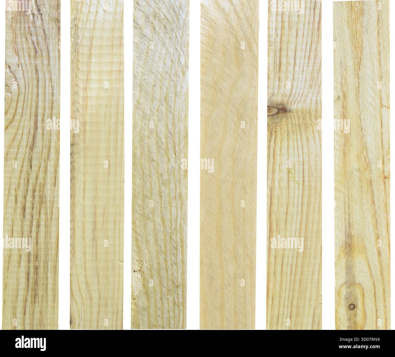 Nuove tavole di legno isolate su bianco Foto Stock