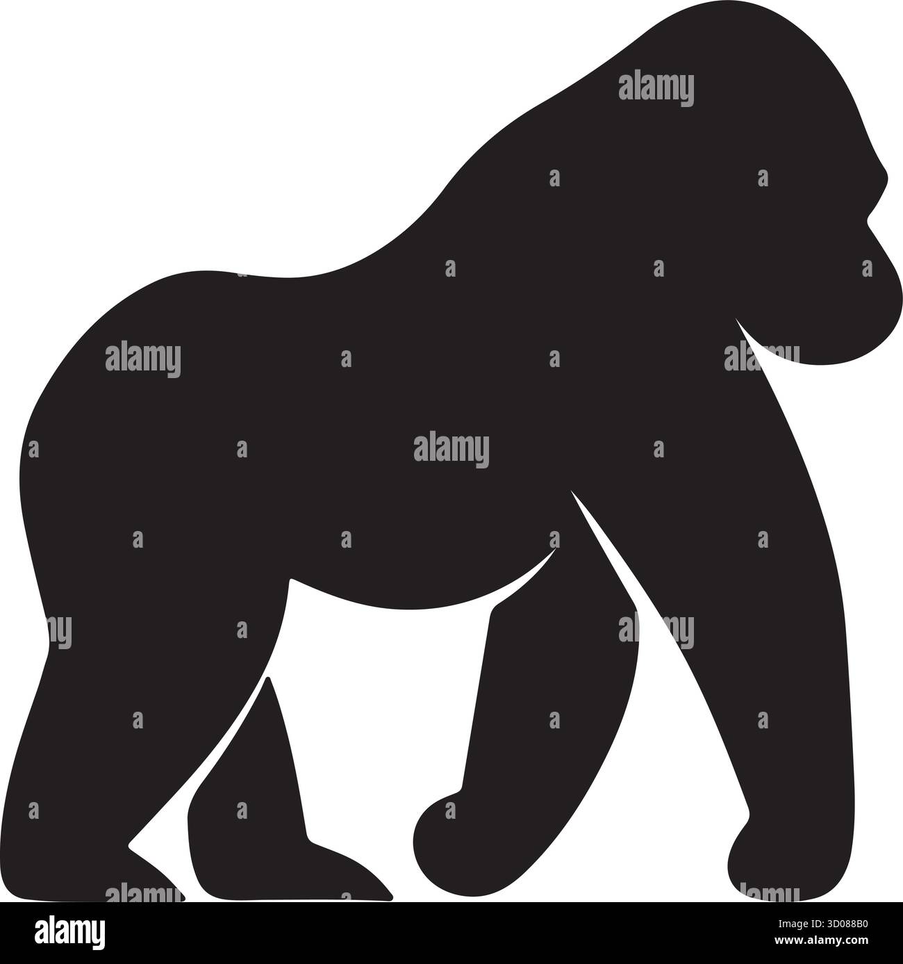 Forte silhouette Gorilla icona vettoriale, potente design con logo Ape, mascotte Wild Animal Illustrazione Vettoriale