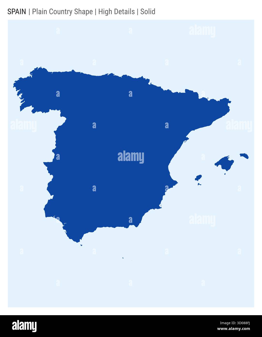 Mappa della Spagna. Dettagli di alto livello. Stile solido. Forma della Spagna. Illustrazione vettoriale. Illustrazione Vettoriale