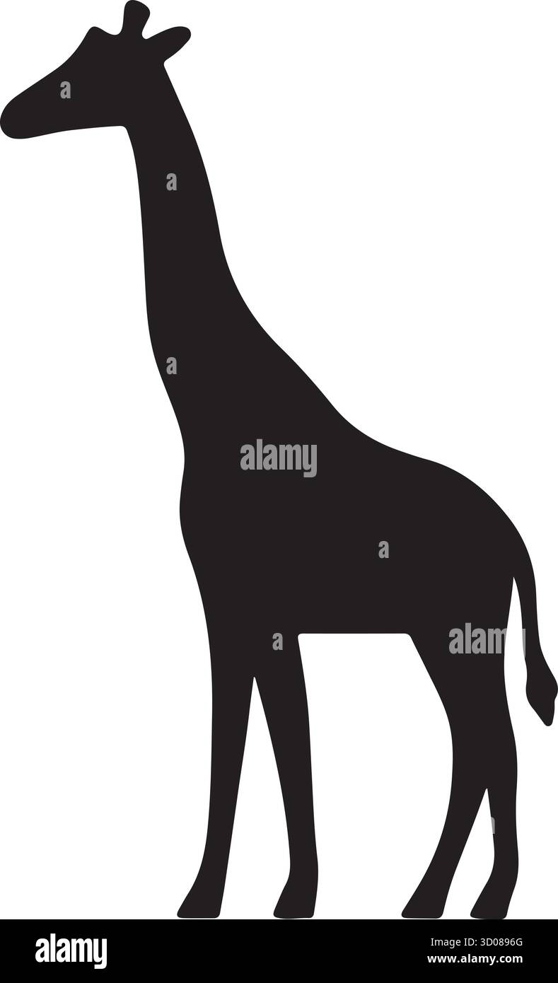 Elegante silhouette giraffa icona vettoriale, modello con logo di animali africani Illustrazione Vettoriale