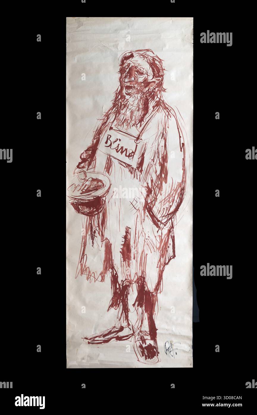 Caricatura originale, Berlin milieui degli anni '1940, dell'artista Rudolf Fuehrmann, 1909-1976, Lueneburg, bassa Sassonia, Germania Foto Stock