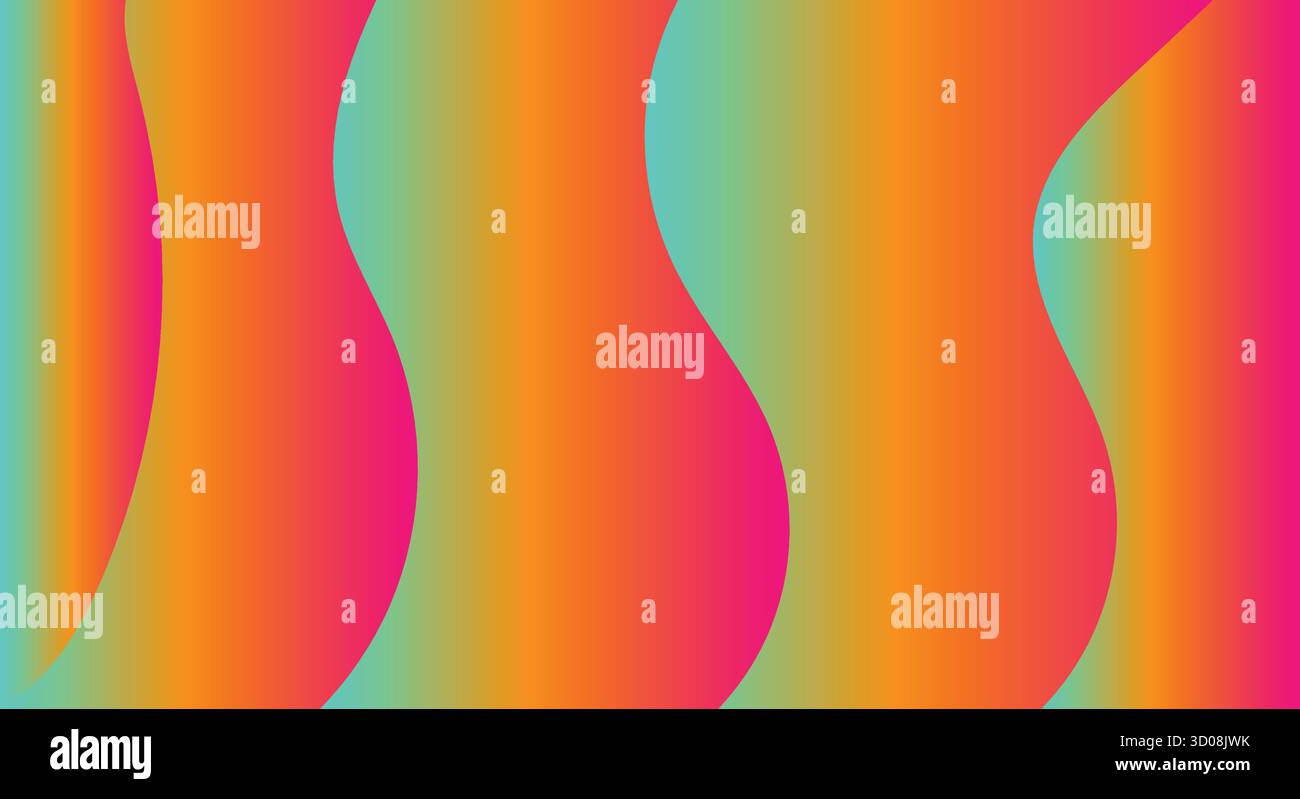 Linee colorate e ondulate che si fondono in un motivo astratto liscio e vibrante. Illustrazione Vettoriale