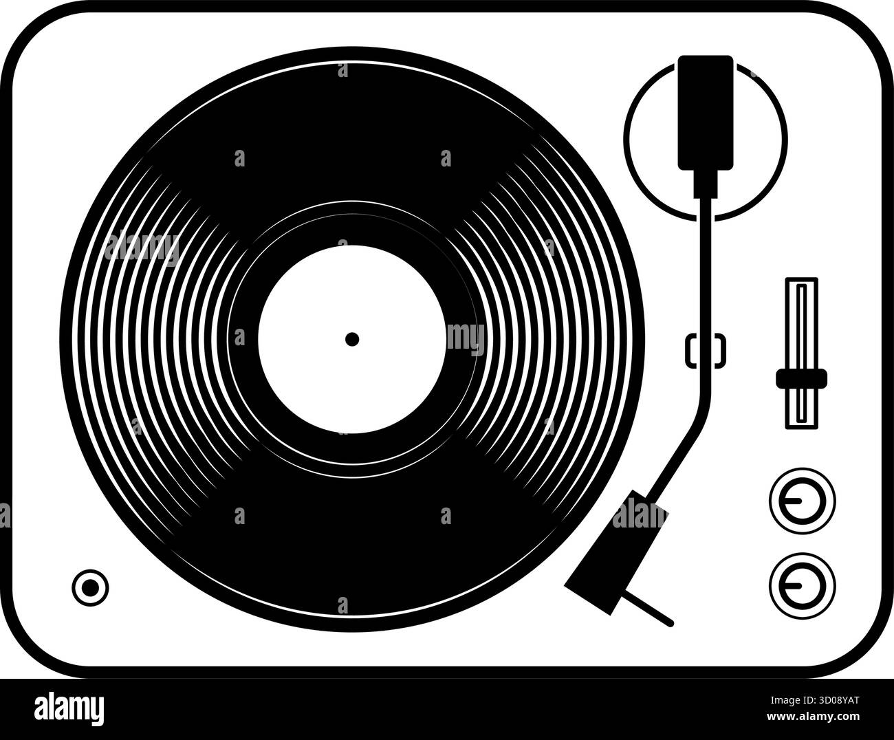 semplice lettore lp con musica classica in vinile nero, simbolo del giradischi isolato su sfondo trasparente Illustrazione Vettoriale