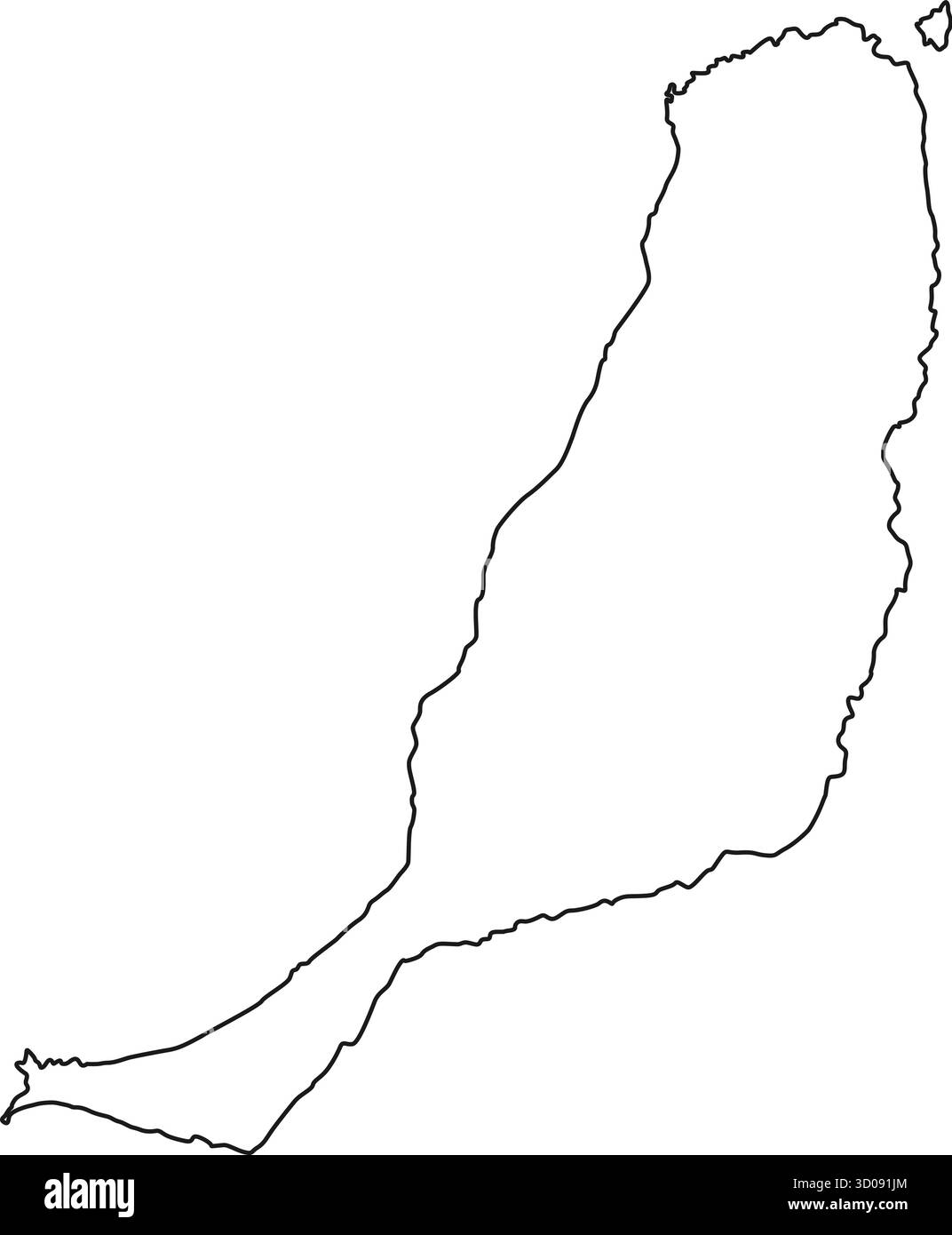 Profilo dell'isola di Fuerteventura, inclusa la piccola isola di Lobos, illustrazione vettoriale Illustrazione Vettoriale