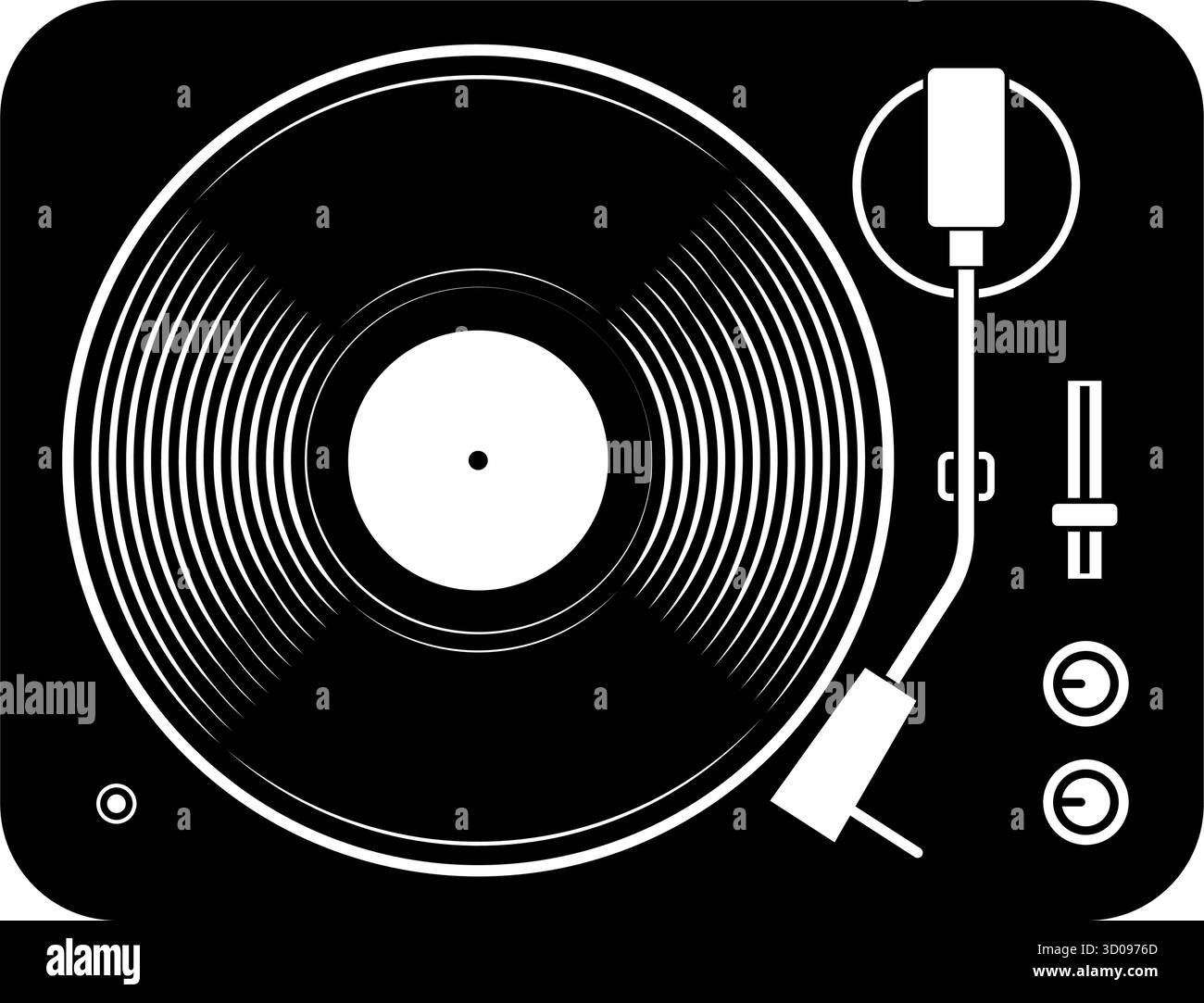 semplice lettore lp con musica classica in vinile nero, simbolo del giradischi isolato su sfondo trasparente Illustrazione Vettoriale
