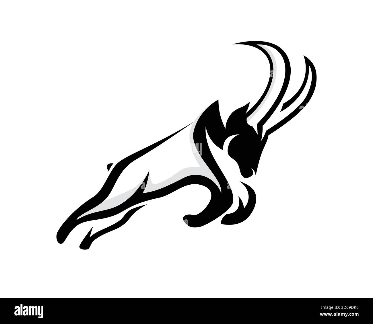Pecora Bighorn che salta con silhouette Style Illustrazione Vettoriale