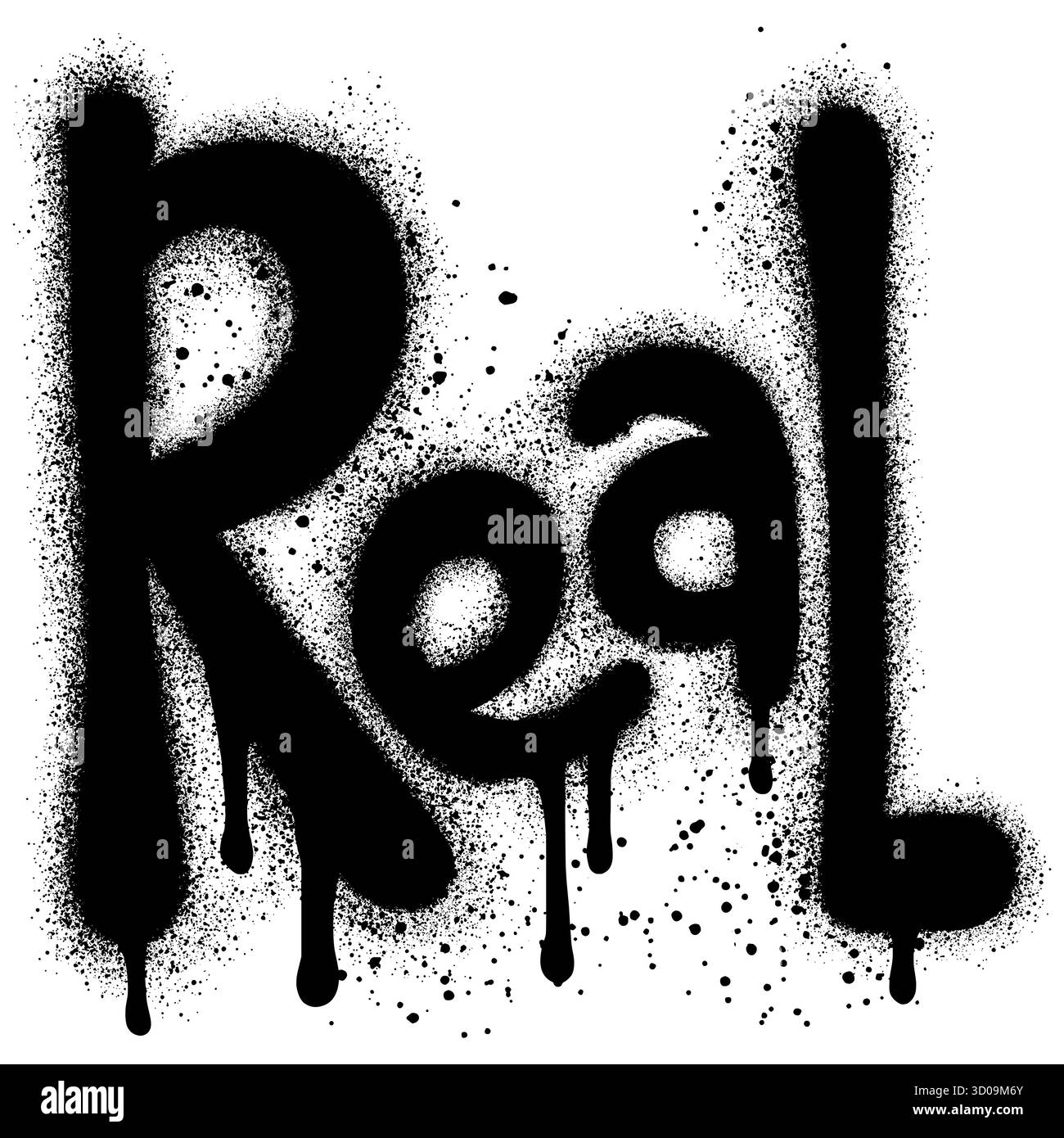 Testo reale graffiti spruzzato in bianco e nero. Illustrazione Vettoriale