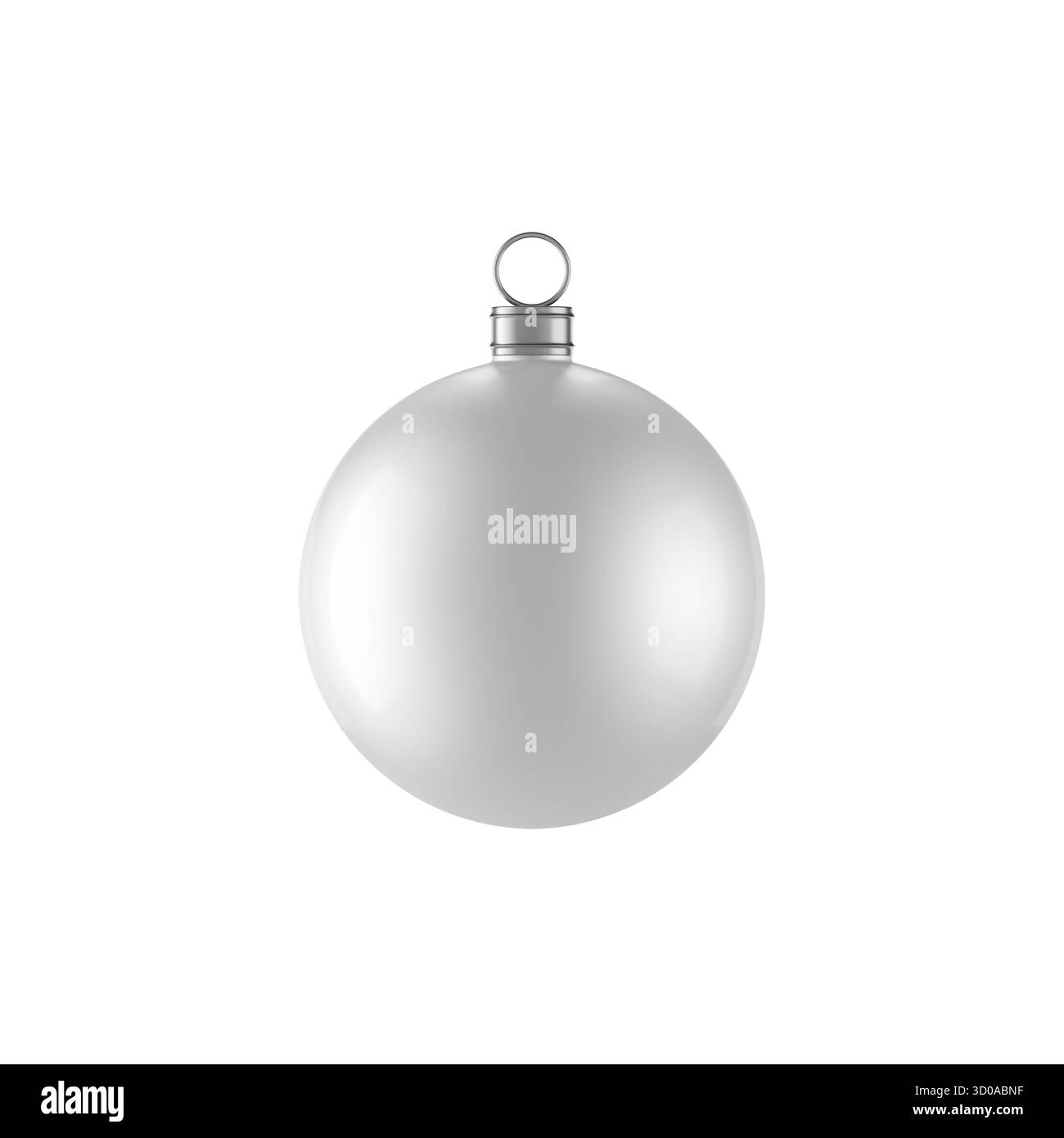 Mockup di palla di natale bianca per albero, isolato su bianco, rendering 3d. Foto Stock