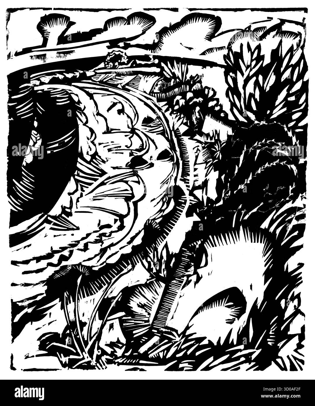 Dune Landscape with a Curving Bay, 1913 di Ernst Ludwig Kirchner - German Expressionist Coastal Print, vibrante opera d'arte Modernist Landscape Foto Stock