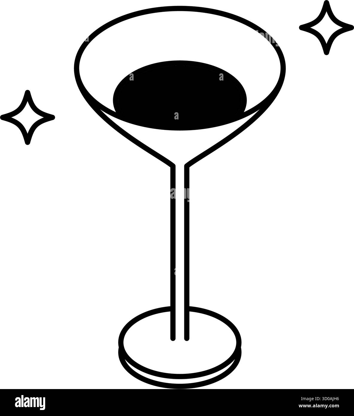 Icona di disegno isometrico della linea di vetro da cocktail illustrazione di un drink natalizio con decorazione, bianco e nero, illustrazione vettoriale Illustrazione Vettoriale