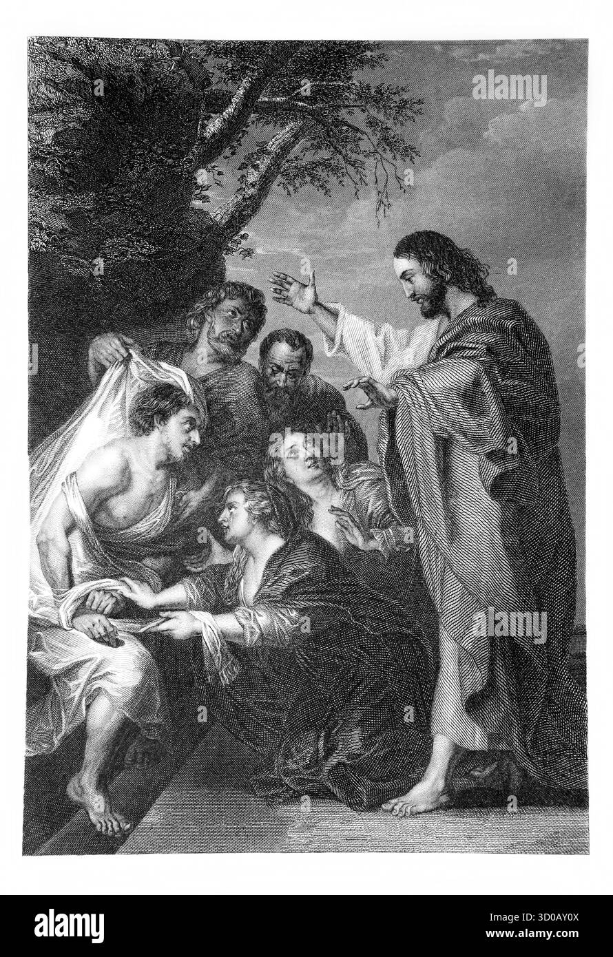 Illustrazione della risurrezione di Lazzaro (Vangelo di Giovanni) del XIX secolo The Self-Interpreting Family Bible del reverendo John Brown Publisher Wil Foto Stock Illustrazione della risurrezione di Lazzaro (Vangelo di Giovanni) del XIX secolo The Self-Interpreting Family Bible del reverendo John Brown Publisher Wil Foto Stock