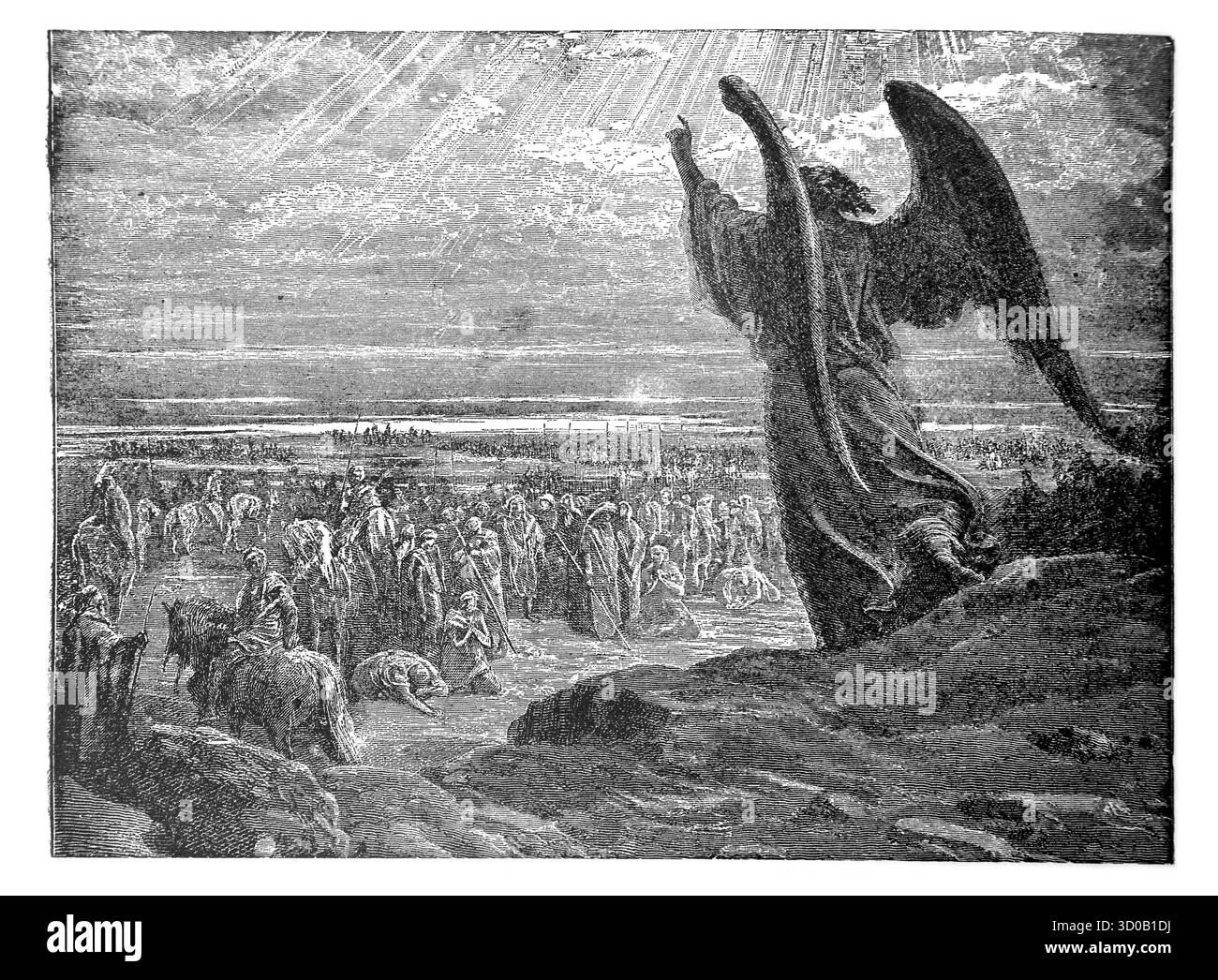 The Angel appears to Joshua (Joshua 5:9-15) di Gustave Dore dall'edizione 1890 di The Beautiful Story Golden Gems of Religious Thought di J.W.Buel Foto Stock