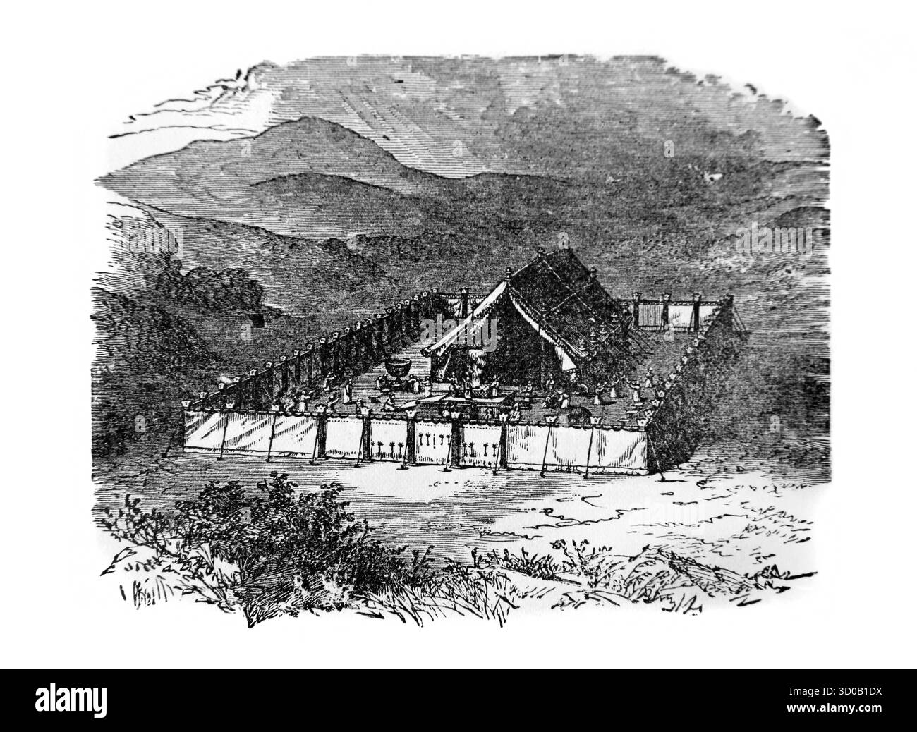 Illustrazione del Tabernacolo nella natura selvaggia (esodo) dall'edizione 1890 di The Beautiful Story Golden Gems of Religious Thought di J.W.Buel Foto Stock