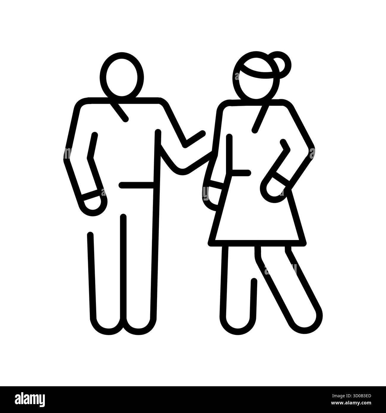 icona di linea nera con coppia romantica. Elemento isolato vettoriale. Traccia modificabile. Illustrazione Vettoriale