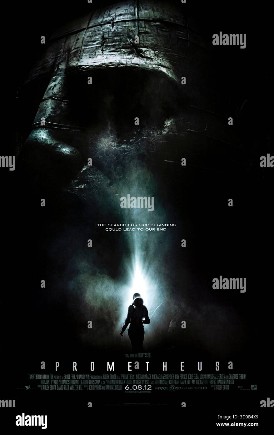Prometheus (2012) diretto da Ridley Scott e interpretato da Noomi Rapace, Michael Fassbender e Charlize Theron. Gli scienziati esplorano un pianeta alieno alla ricerca delle origini dell'umanità, ma scoprono una minaccia che potrebbe distruggere la Terra. Fotografia di un poster originale del 2012 USA a un foglio SOLO PER USO EDITORIALE. Crediti: BFA / 20th Century Fox Foto Stock