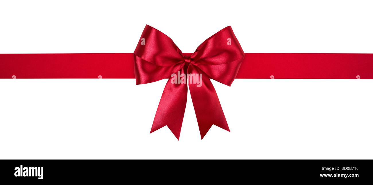 Nastro con fiocco rosso isolato su sfondo bianco, percorso di ritaglio incluso Foto Stock