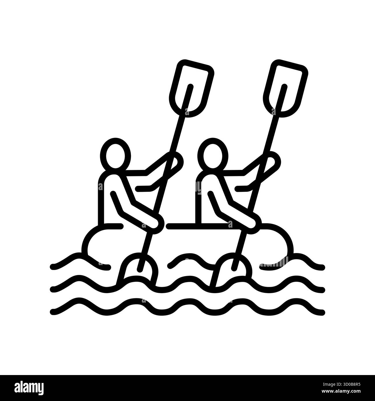 icona della linea nera di rafting per progetti digitali e di stampa. Icone di pulizia minime per applicazioni e siti Web. Icone semplici e moderne per UI UX e branding Illustrazione Vettoriale