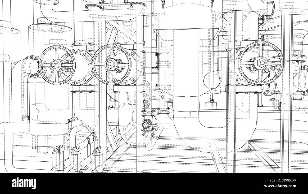 Progetto del sistema di tubazioni industriali. Vettore Illustrazione Vettoriale