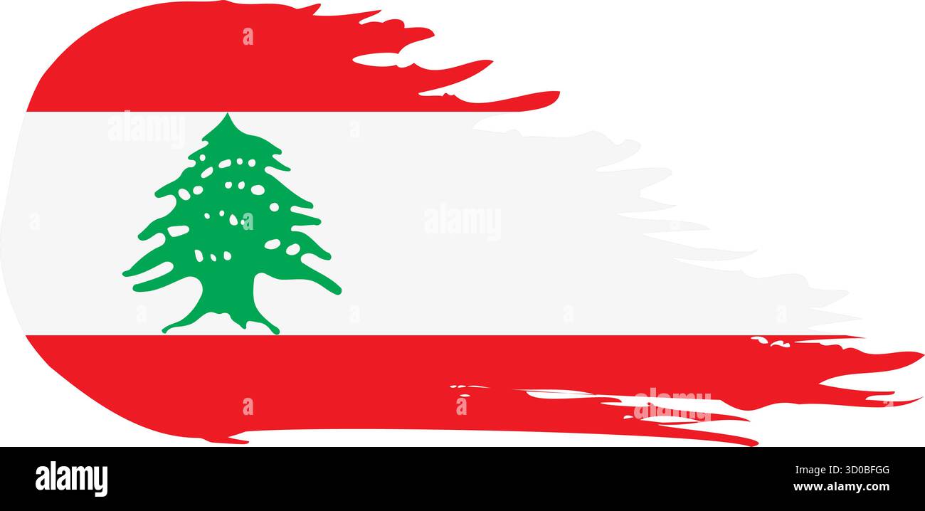 La bandiera della cometa libanese vola, il vettore del pennello grunge Illustrazione Vettoriale