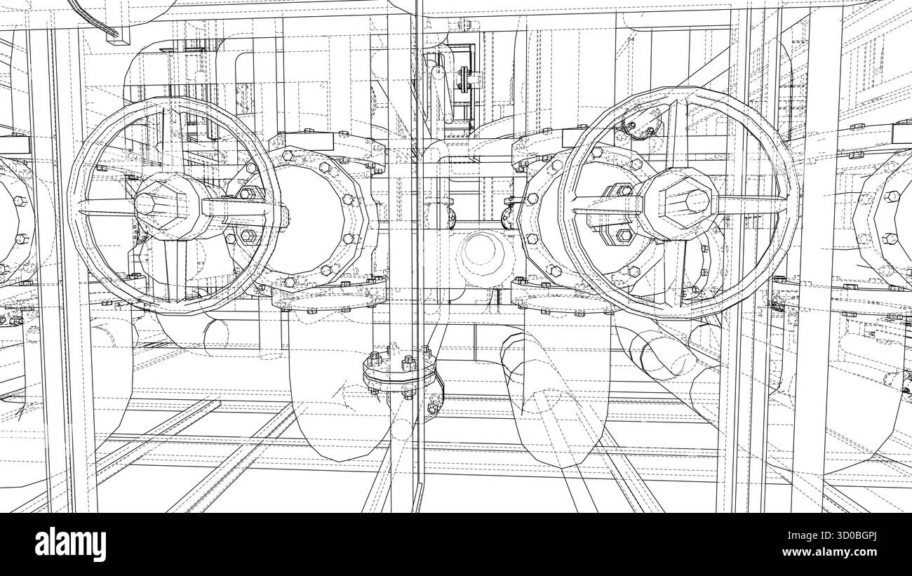 Progetto valvola industriale. Vettore Illustrazione Vettoriale