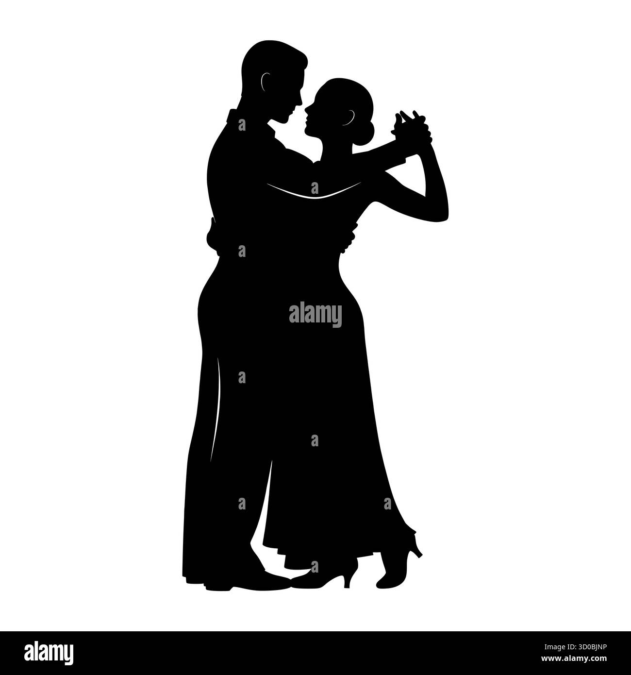 Silhouette di un paio di ballerini in stile sala da ballo. Illustrazione Vettoriale