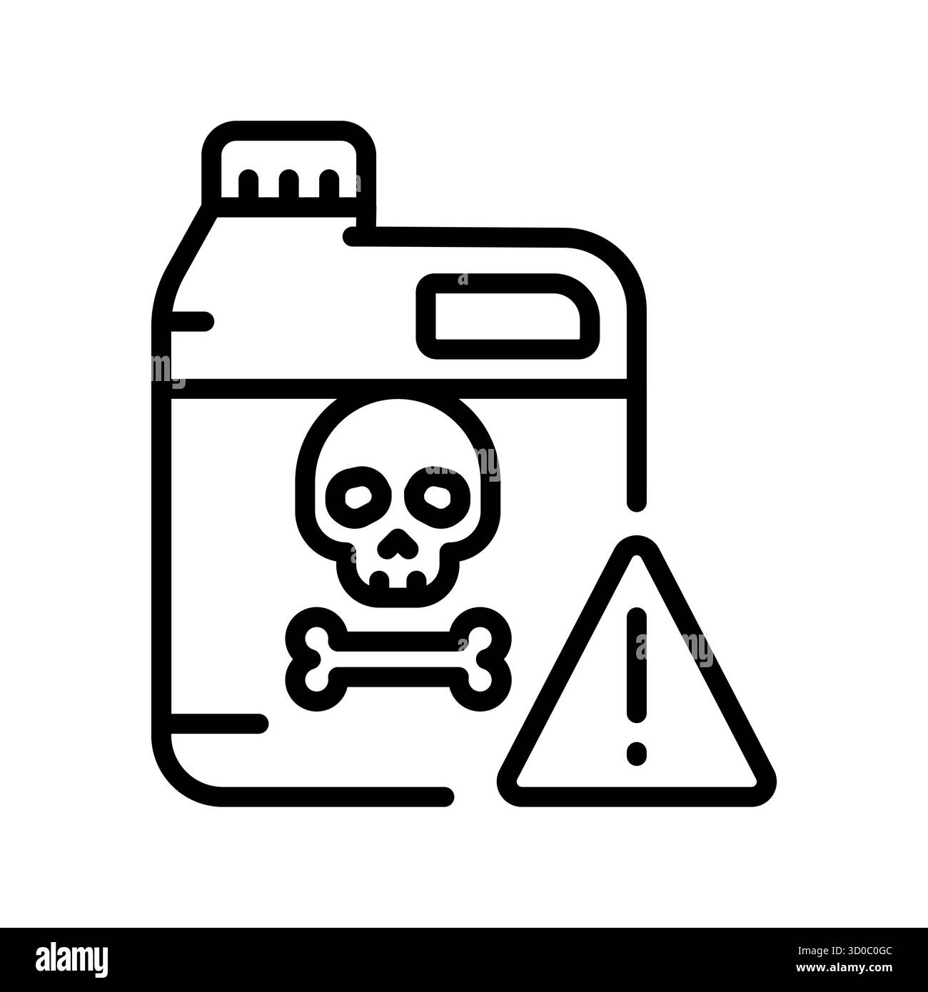 icona della linea nera del contenitore dei pesticidi per progetti digitali e di stampa. Icone di pulizia minime per applicazioni e siti Web. Icone semplici e moderne per UI UX e bran Illustrazione Vettoriale