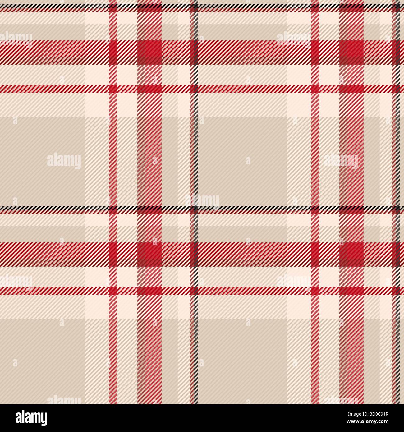 Classico motivo a quadri con linee rosse, beige e sottili nere. Un design tessile versatile, ideale per sfondi, moda o progetti grafici. Timeles Illustrazione Vettoriale