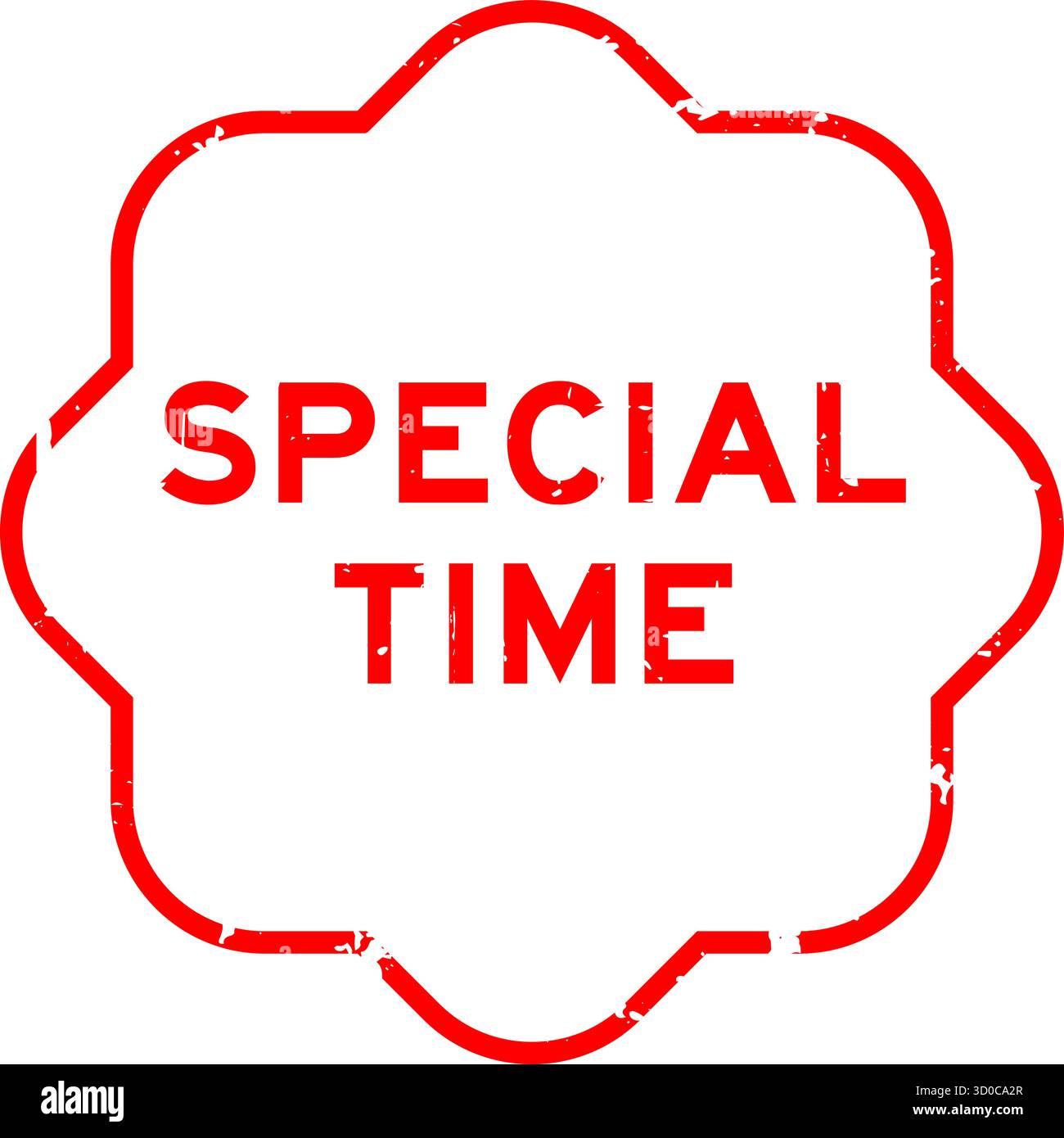 Stampigliatura in gomma rossa con scritta "Time Word" speciale su sfondo bianco Illustrazione Vettoriale