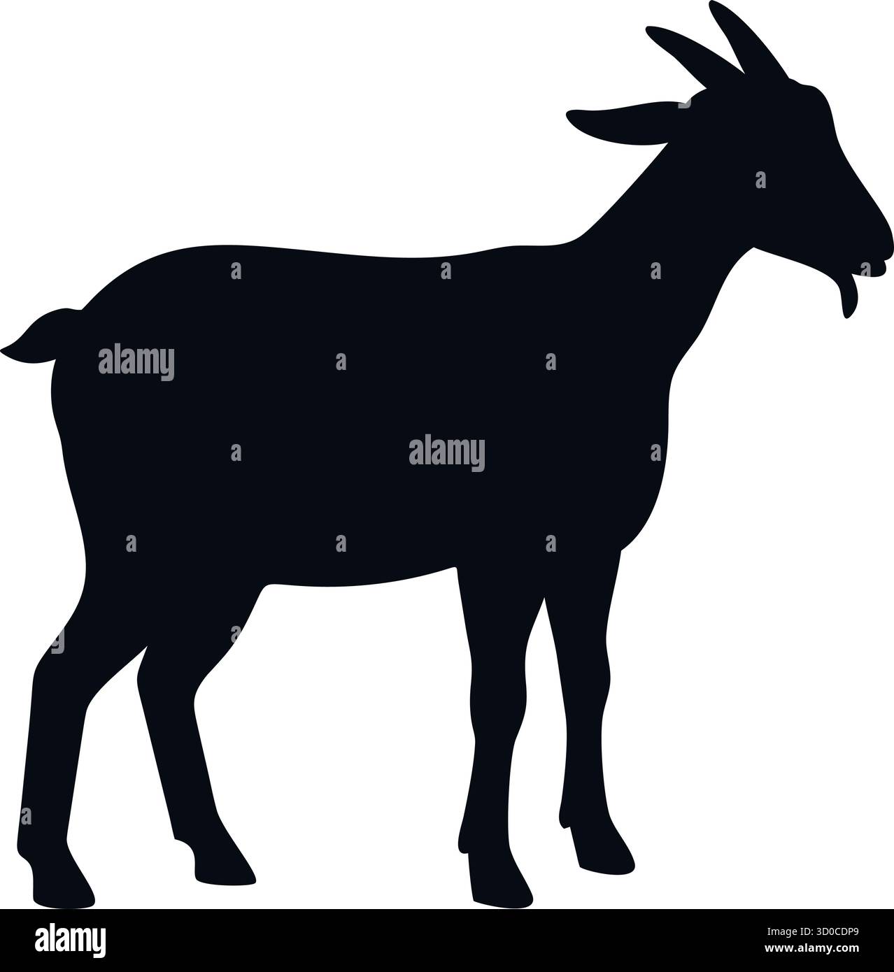 Capra silhouette Vector – icona animale di fattoria per il Branding agricolo, il design culturale e l'educazione al bestiame Illustrazione Vettoriale