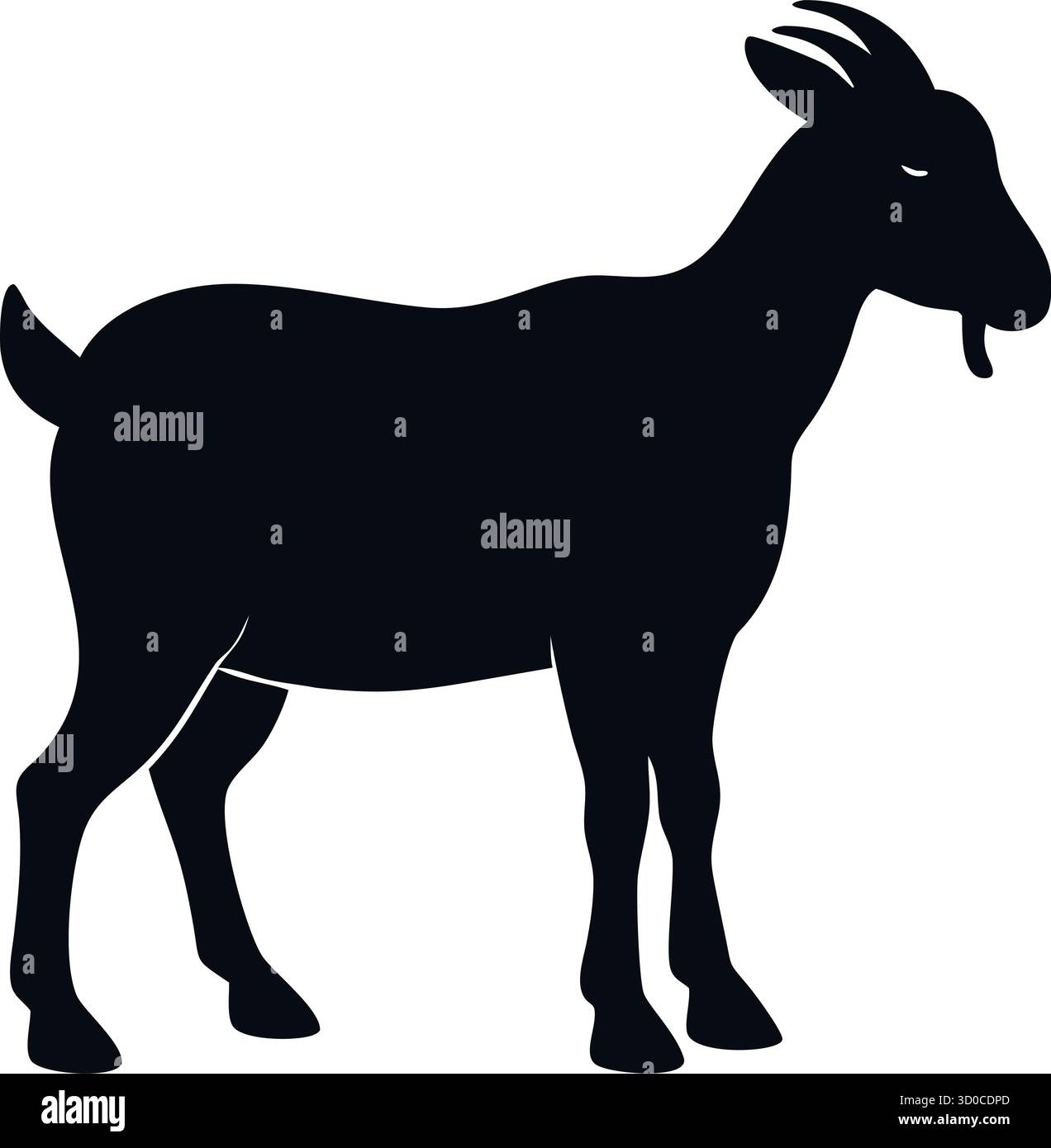 Capra silhouette Vector – icona animale di fattoria per il Branding agricolo, il design culturale e l'educazione al bestiame Illustrazione Vettoriale