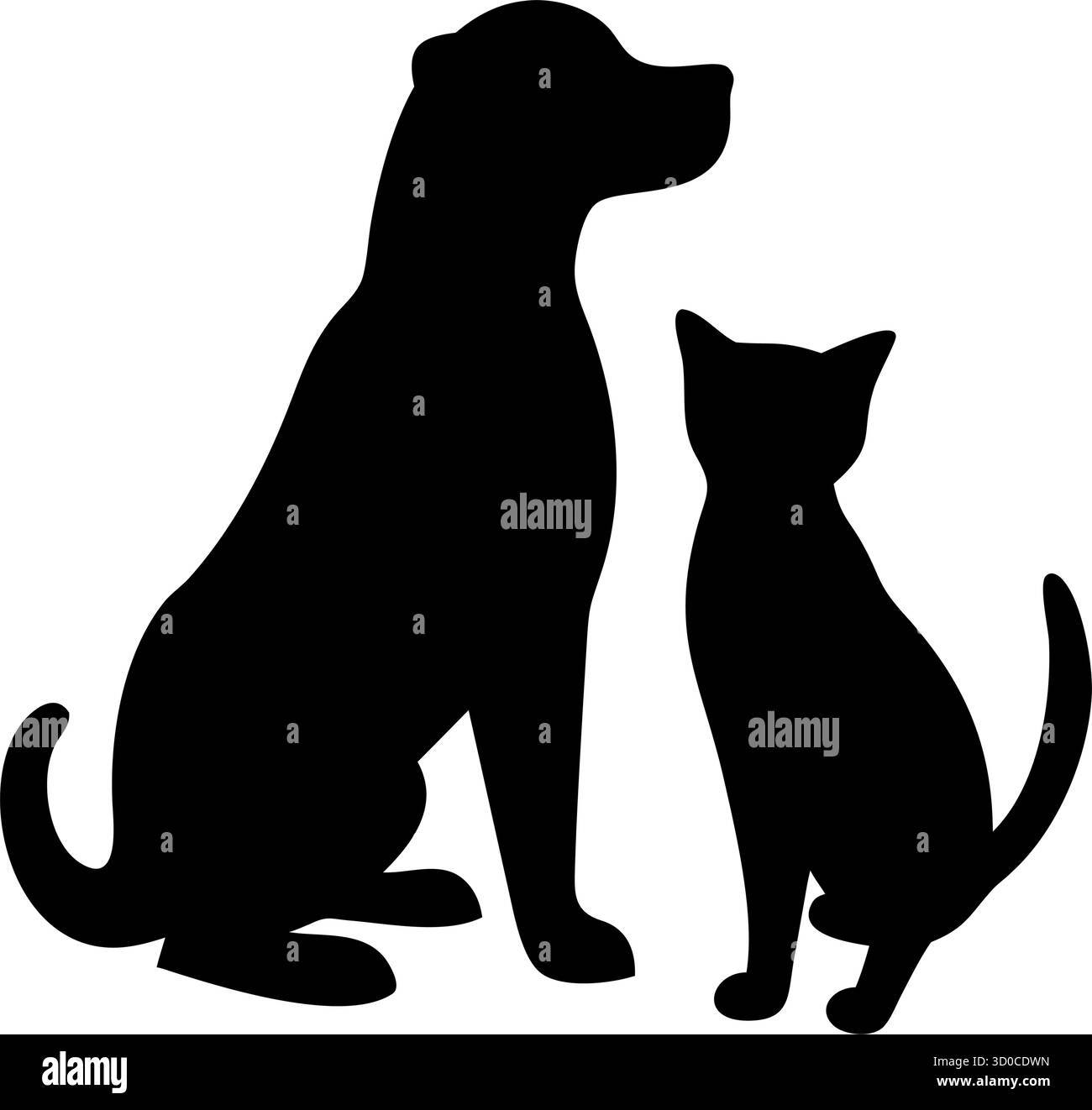 Cane e gatto silhouette Vector – icona compagnia animale per uso veterinario, cura degli animali e progettazione Illustrazione Vettoriale
