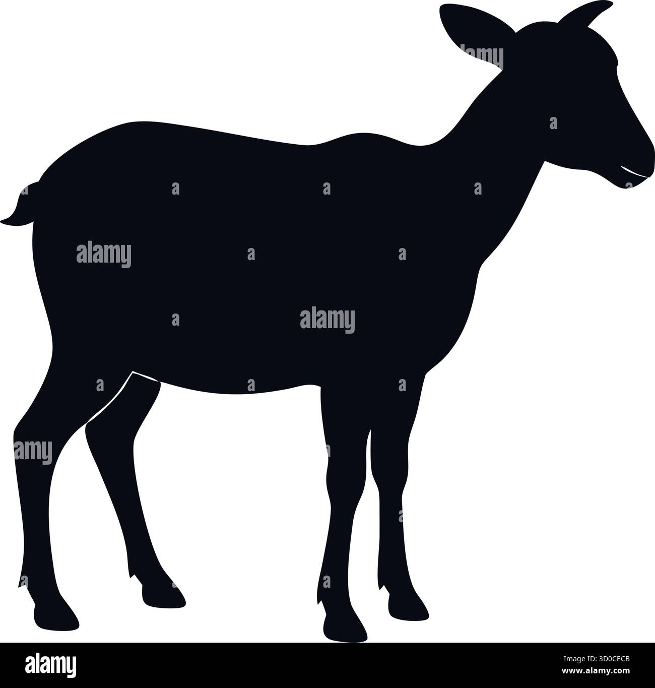 Capra silhouette Vector – icona animale di fattoria per il Branding agricolo, il design culturale e l'educazione al bestiame Illustrazione Vettoriale