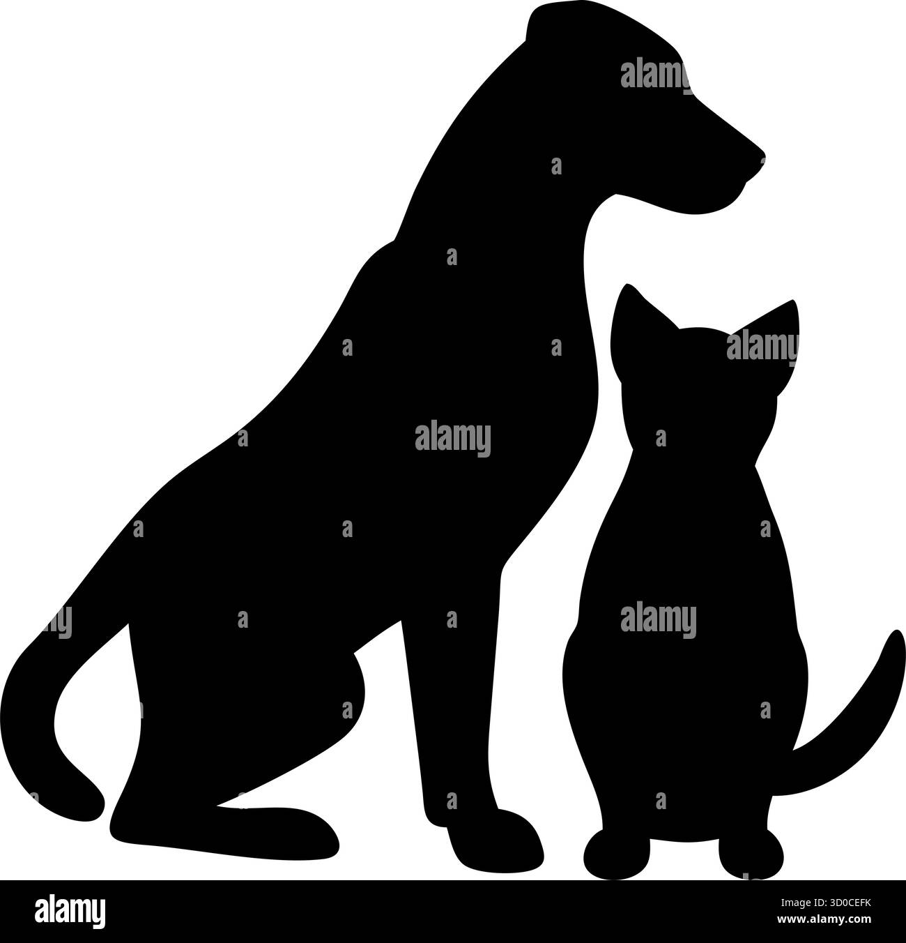 Cane e gatto silhouette Vector – icona compagnia animale per uso veterinario, cura degli animali e progettazione Illustrazione Vettoriale