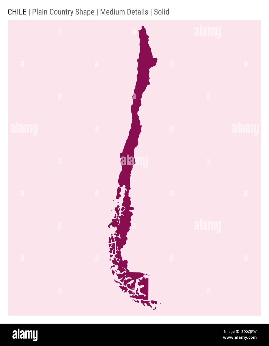 Mappa del paese di pianura del Cile. Dettagli medi. Stile solido. Forma del Cile. Illustrazione vettoriale. Illustrazione Vettoriale
